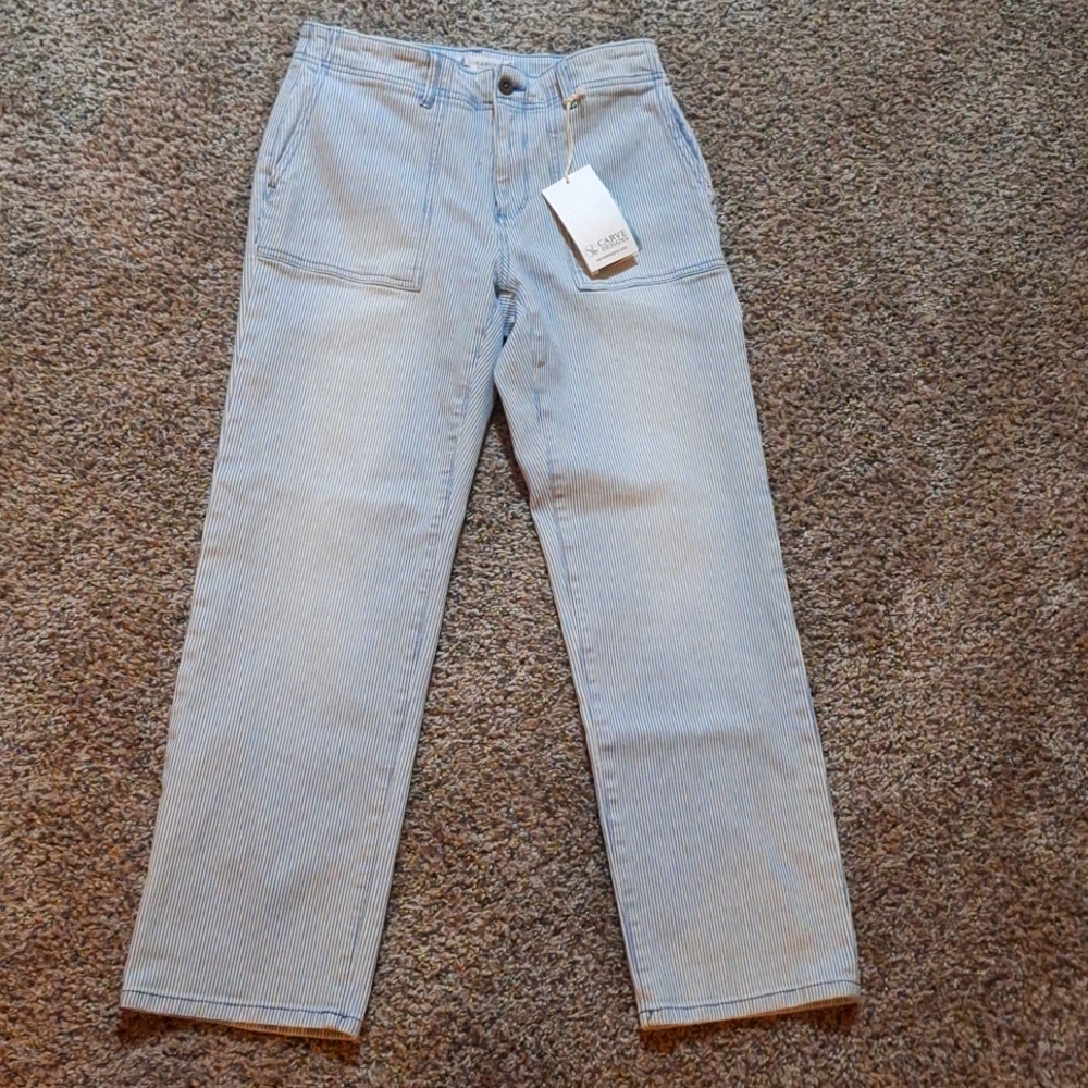Carve Designs Pants Size 2 Womens White/Indigo Organic Cotton *Never Worn